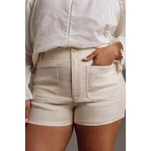 NEW Anthropologie Maeve Shorts Ivory Colette Linen Blend High Rise 16W PLUS SIZE